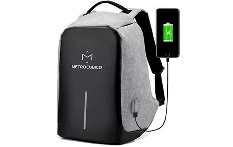 Mochila antirrobo con cargador USB con logo estampado